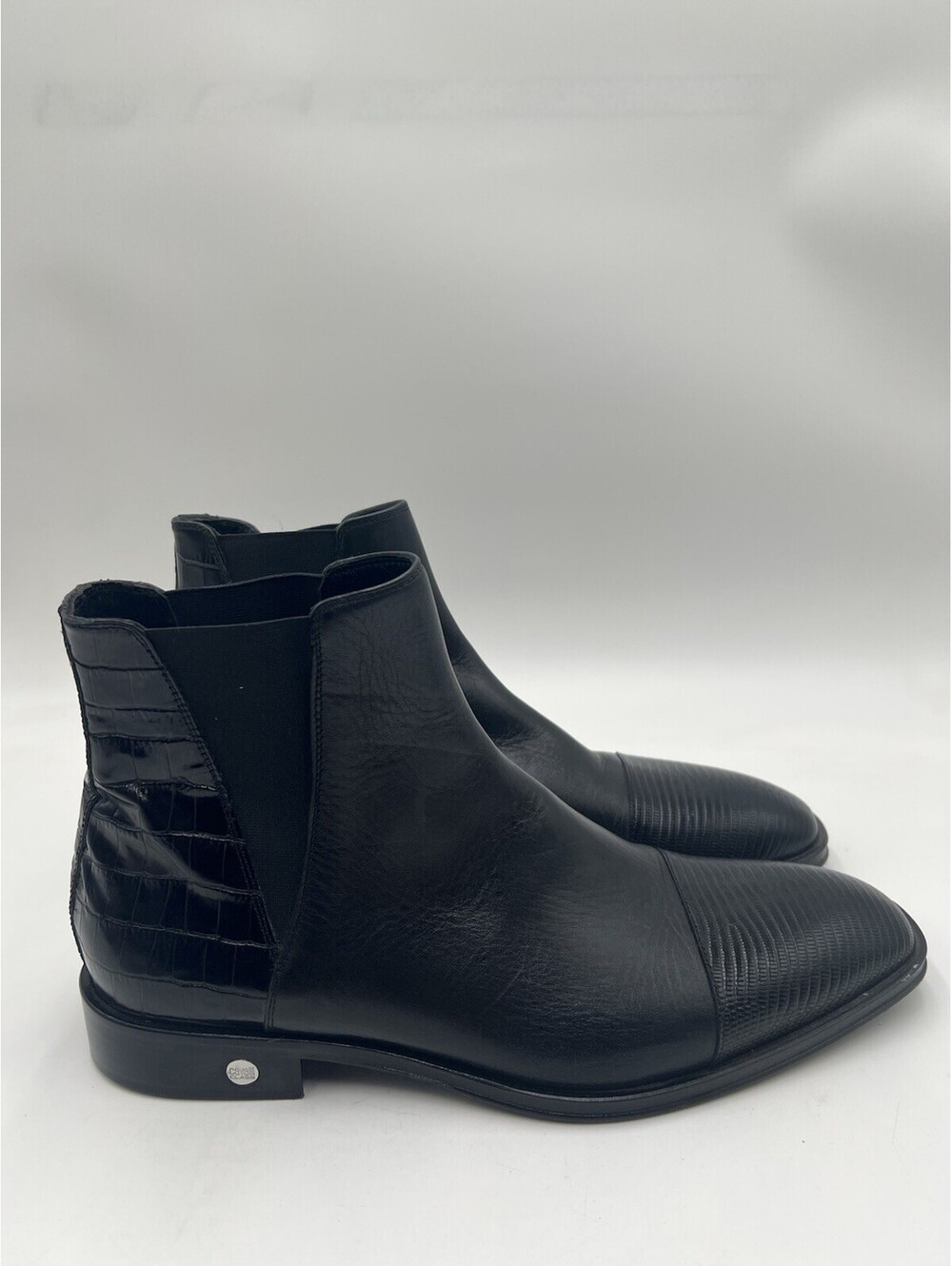 CAVALLI CLASS Men's Animal Embossed Leather Chelsea Boots Size 42.5